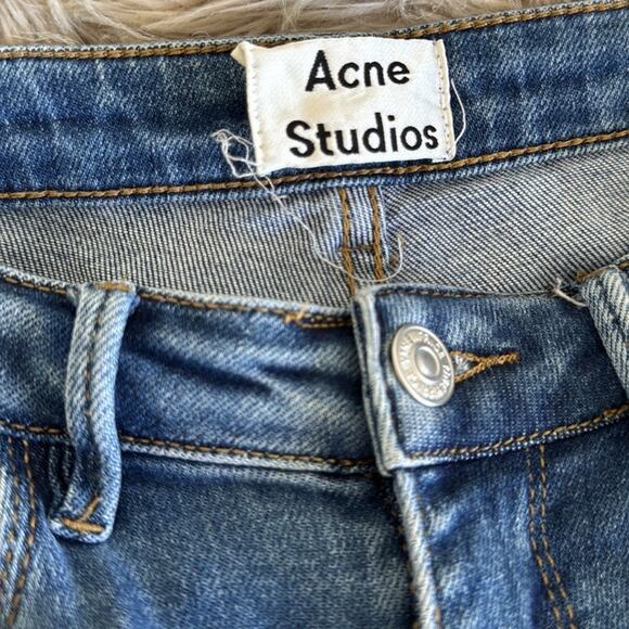 Acne Studios College Face Paw18 Distressed Frayed Hem Skinny Jeans Size 26 - Picture 5 of 6